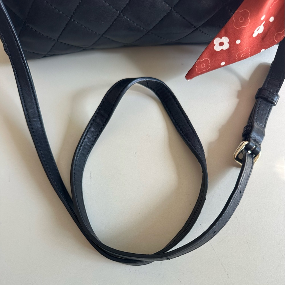 DKNY Quilted Lamb Leather Crossbody Bag Black - Picture 9 of 13